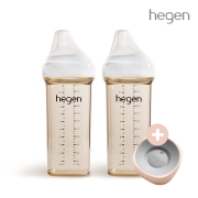 헤겐 애착젖병 PPSU 330ml 트윈 2P (3단계 젖꼭지포함)★올라운더컵 뚜껑 핑크_사은품 증정