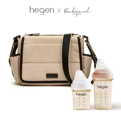 [헤겐x베이비멜]베이비멜 패션 기저귀가방 스트롤러 백 에코 퀼트 폰 + 헤겐젖병 트윈 SET(150/240ml 택1)