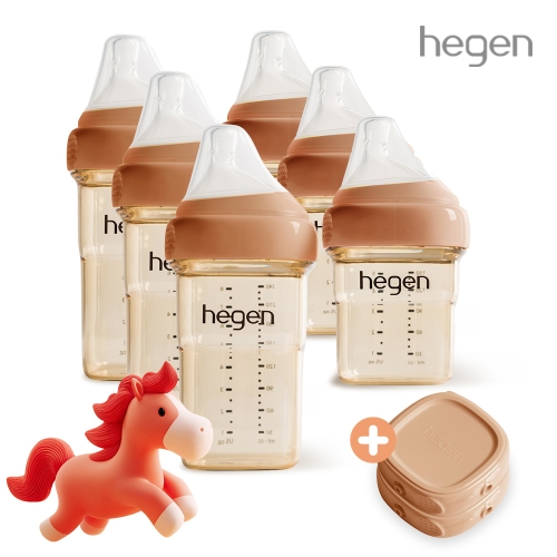 [붉은말띠SET] 헤겐 애착젖병 PPSU 150ml 3P + 240ml 3P 오번(젖꼭지 포함)★보관뚜껑 2P 증정(오번)