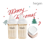 [크리스마스 SET] 헤겐 애착젖병 PPSU 240ml 트윈팩(2P)(젖꼭지 2단계 포함) + 보관뚜껑 2P(화이트,핑크)