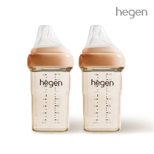 헤겐 컬러젖병 PPSU 240ml 오번 트윈(젖꼭지2단계포함)★보관뚜껑 1P 증정(컬러랜덤)