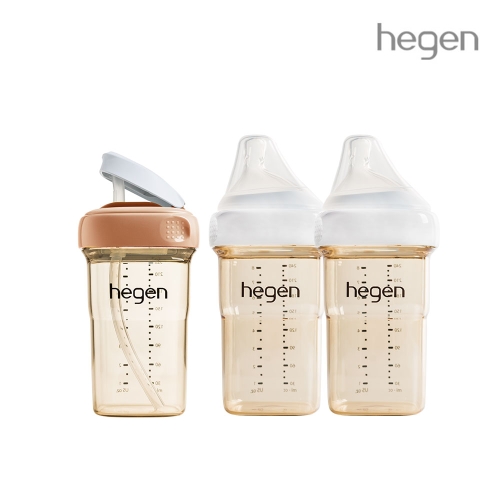 헤겐 NEW 빨대컵 PPSU 240ml (느린 유속) + 젖병 240ml 트윈(컬러선택)