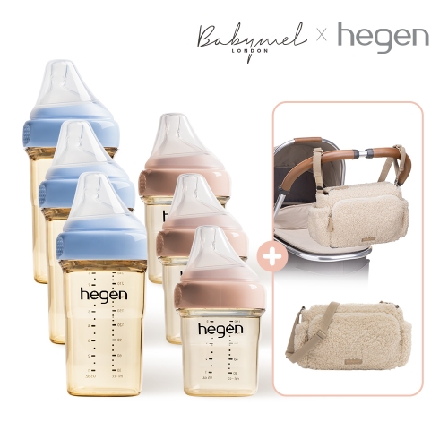 [헤겐x베이비멜] 헤겐젖병 150ml 3P + 240ML 3P ★베이비멜 유모차/기저귀가방 스트롤러백 증정