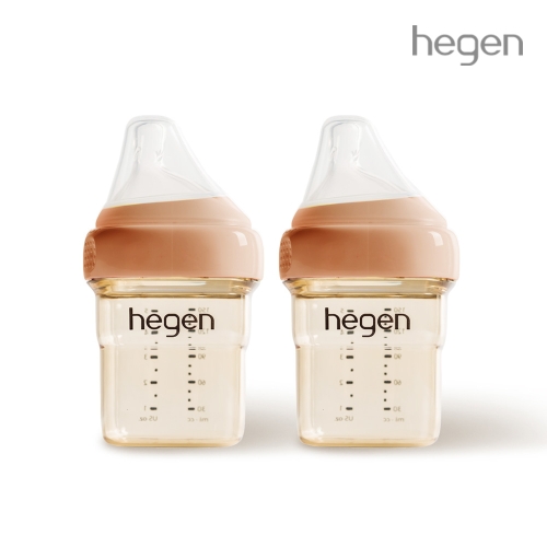 헤겐 컬러젖병 PPSU 150ml 트윈 (색상선택) (젖꼭지1단계포함) + 느린유속 빨대 뚜껑 1P(색상선택)