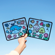 봄 여름 투명 스티커 액자 썬캐쳐 끈포함 (꽃,바다)