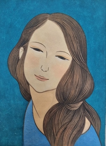 동양 인물 채색화 "푸른꿈"