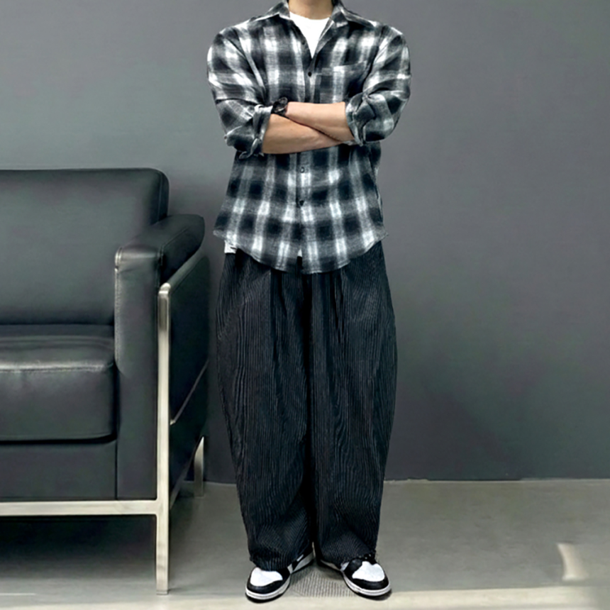 흑청바지 커브드 통넓은 벌룬청바지 남자흑청데님