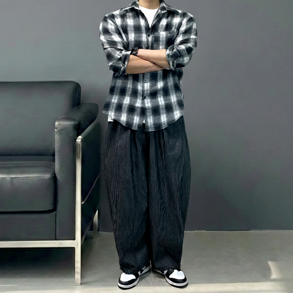 흑청바지 커브드 통넓은 벌룬청바지 남자흑청데님