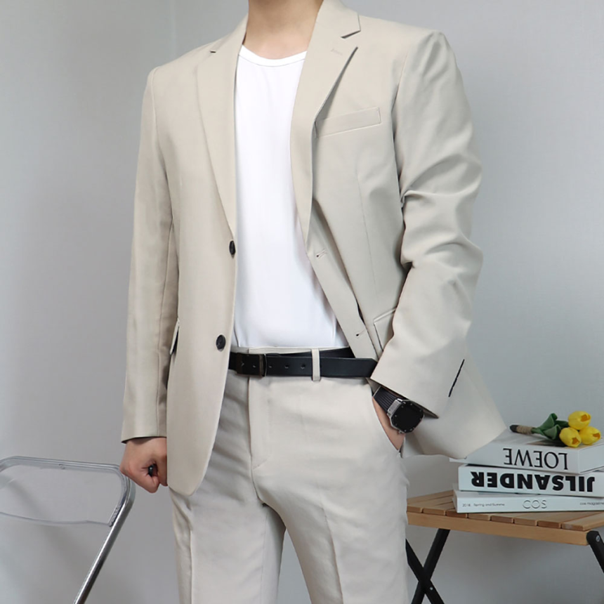 베이지셋업 베이지정장 남자예복 빅사이즈수트