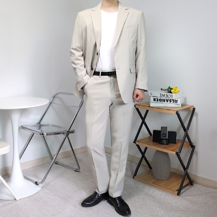 베이지셋업 베이지정장 남자예복 빅사이즈수트