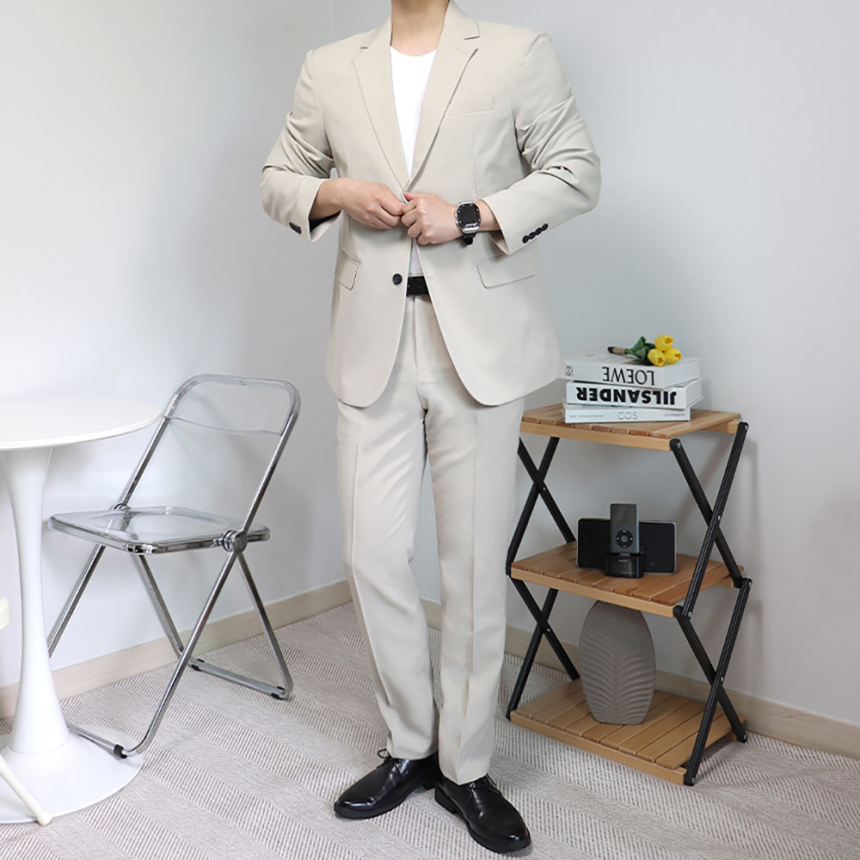 베이지셋업 베이지정장 남자예복 빅사이즈수트