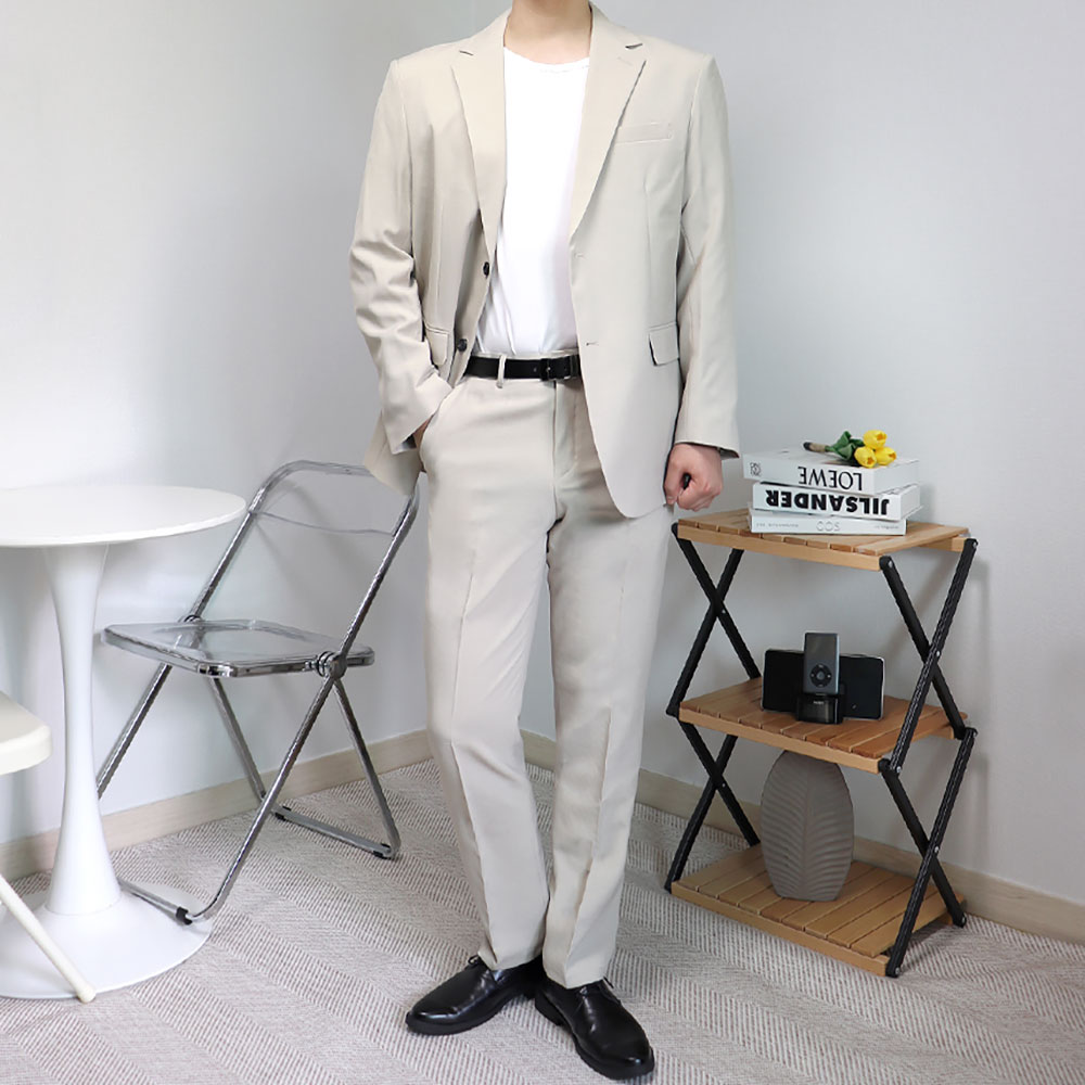베이지셋업 베이지정장 남자예복 빅사이즈수트
