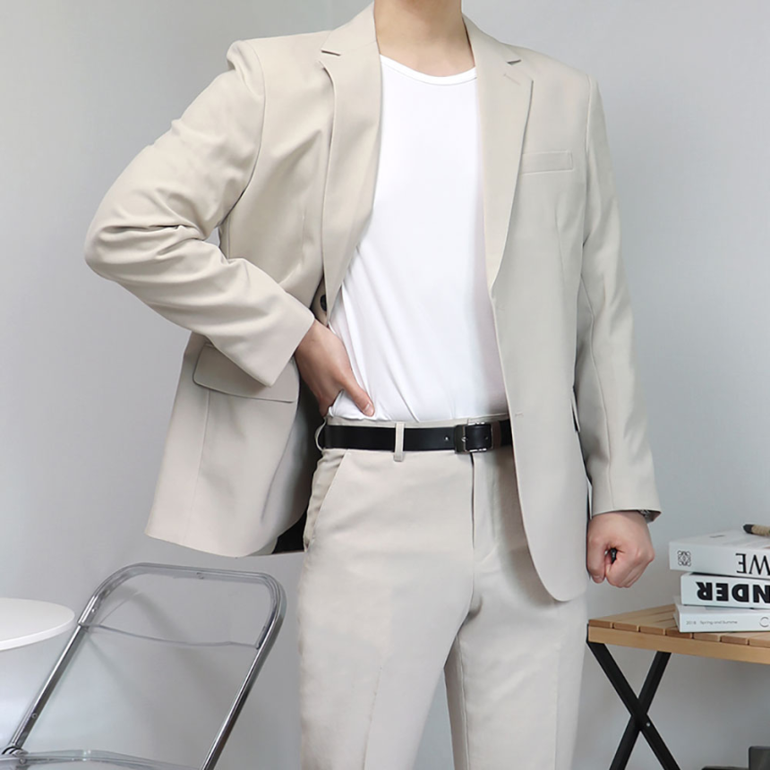 베이지셋업 베이지정장 남자예복 빅사이즈수트