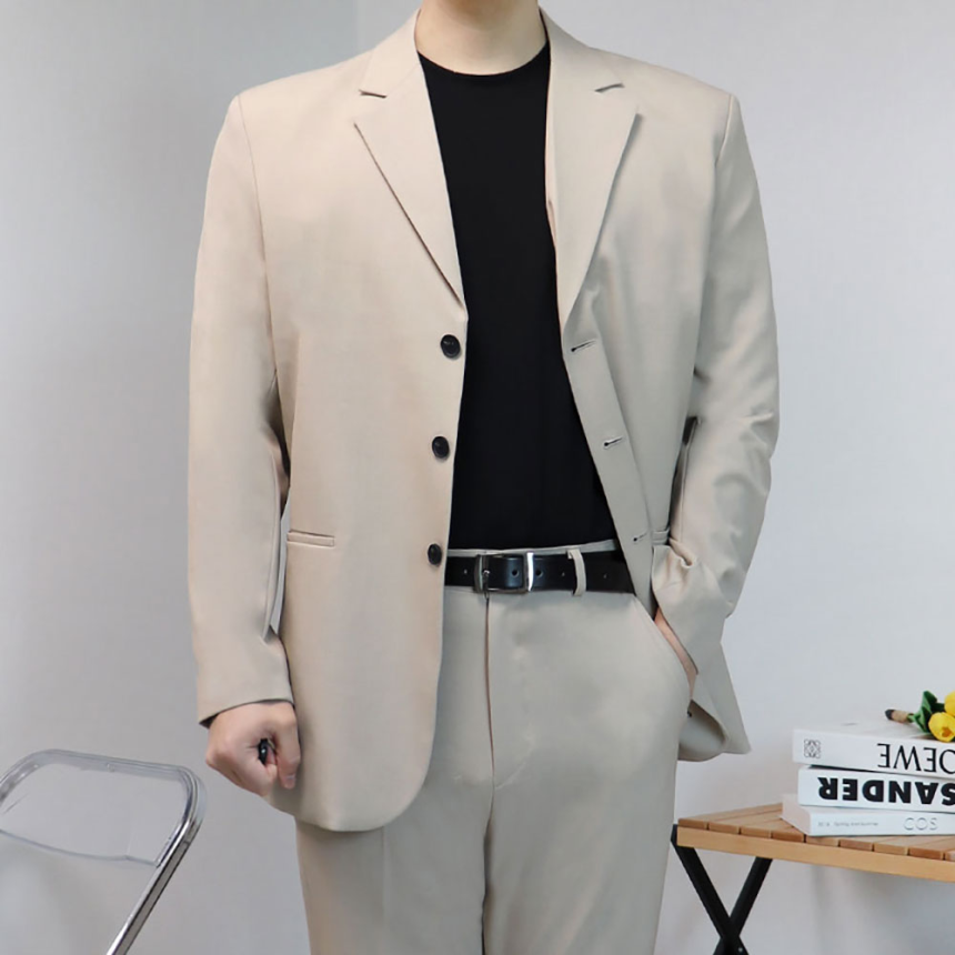 남자오버핏수트 베이지색정장 베이지셋업