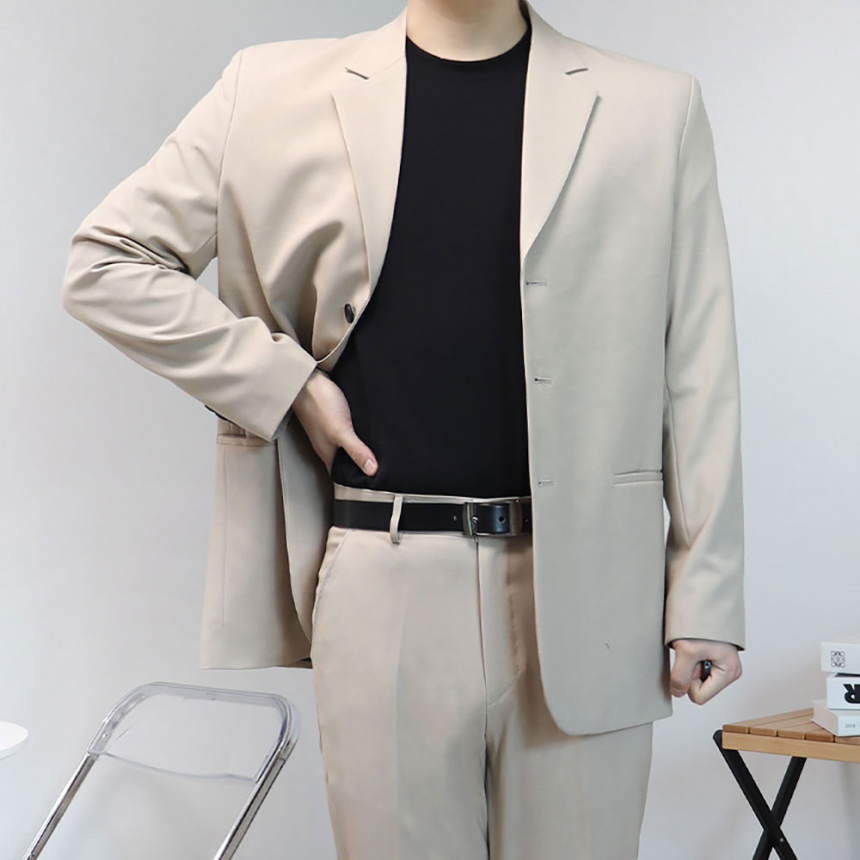 남자오버핏수트 베이지색정장 베이지셋업