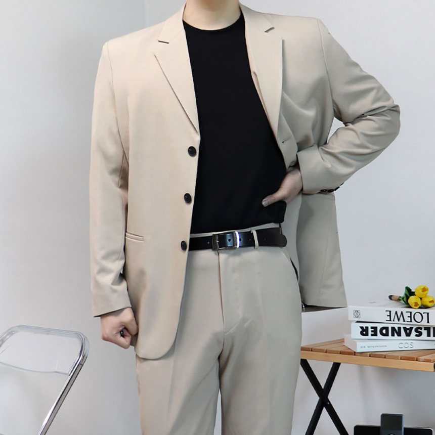남자오버핏수트 베이지색정장 베이지셋업