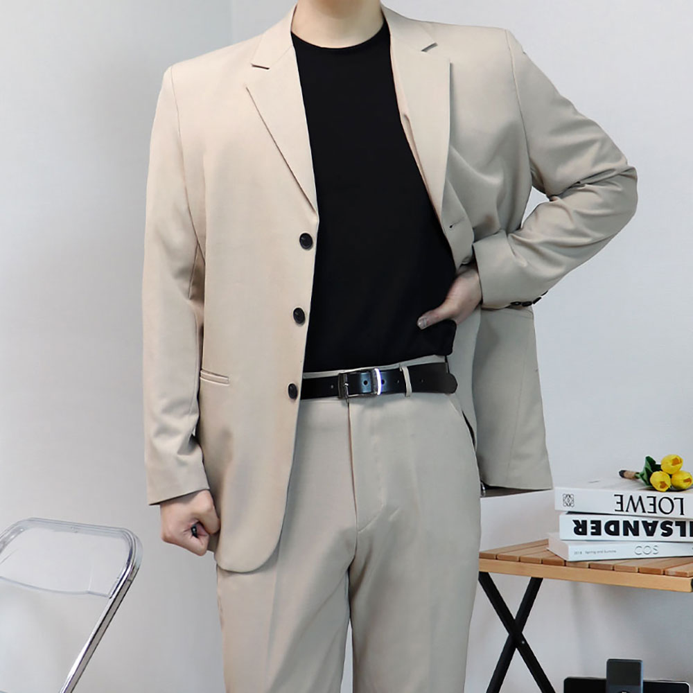 남자오버핏수트 베이지색정장 베이지셋업