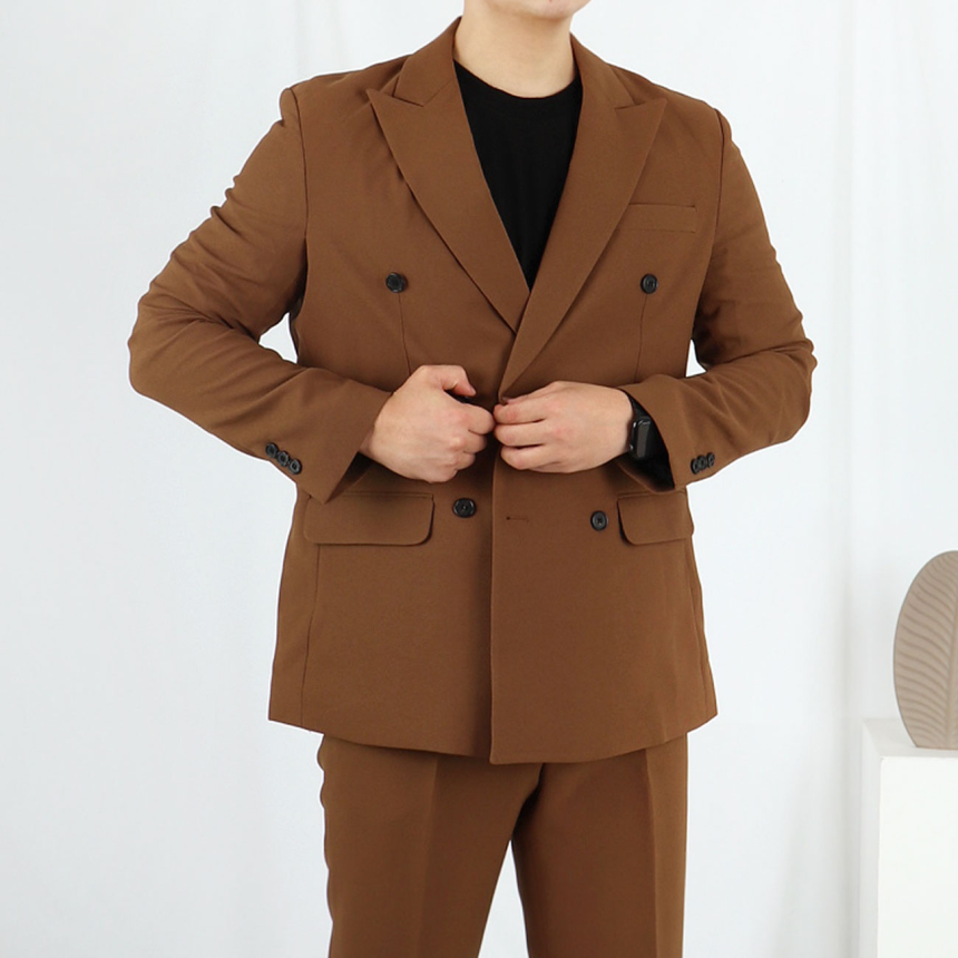 남자 브라운 더블 결혼식 하객 정장 수트