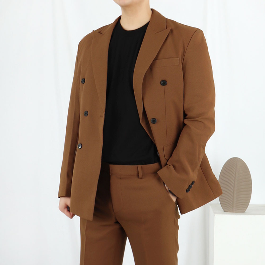 남자 브라운 더블 결혼식 하객 정장 수트