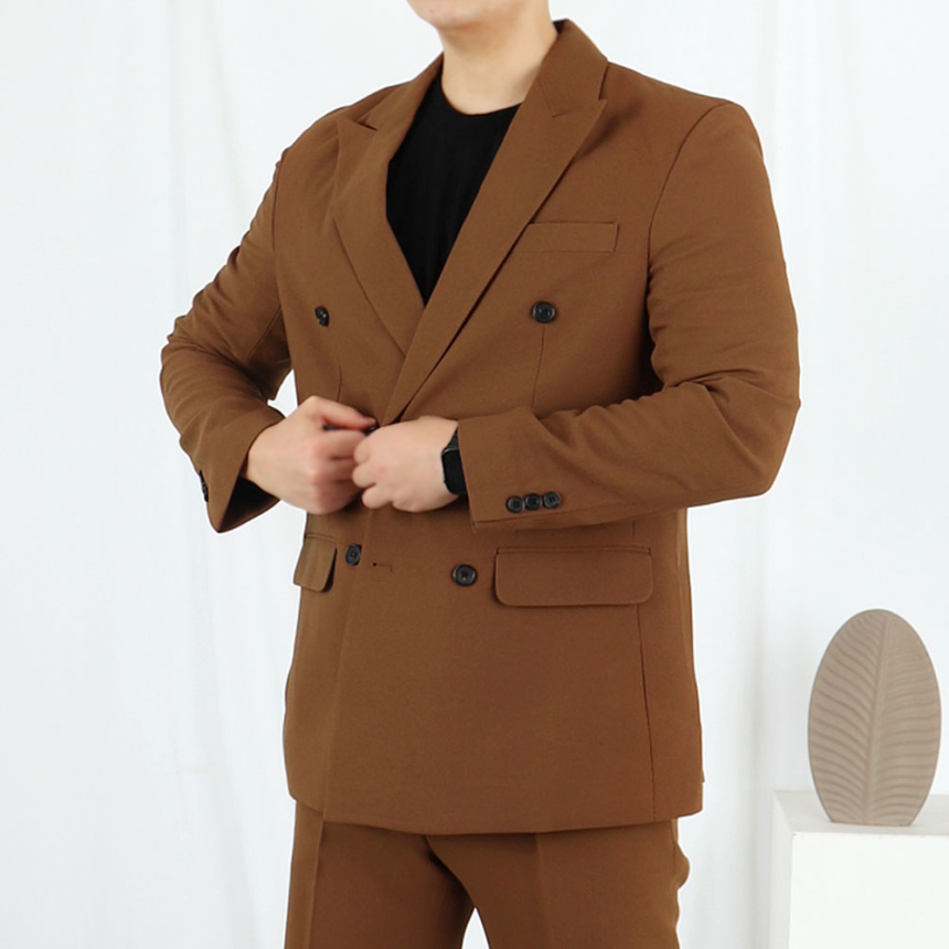 남자 브라운 더블 결혼식 하객 정장 수트
