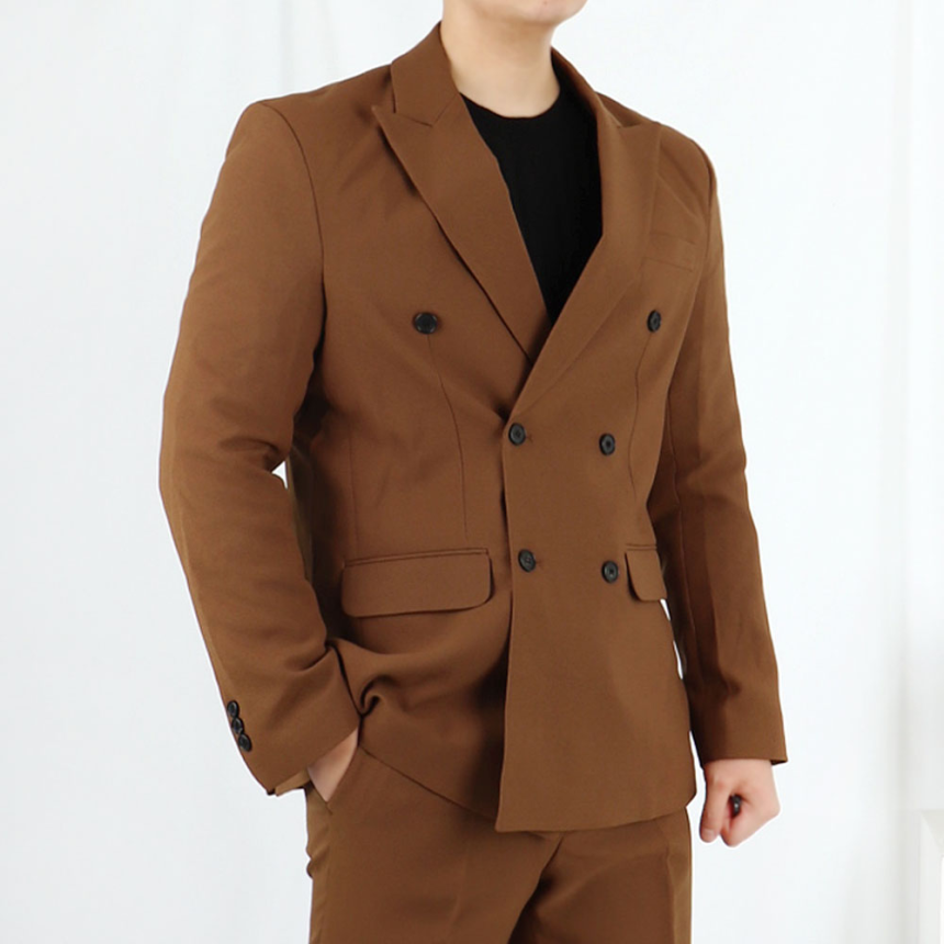 남자 브라운 더블 결혼식 하객 정장 수트