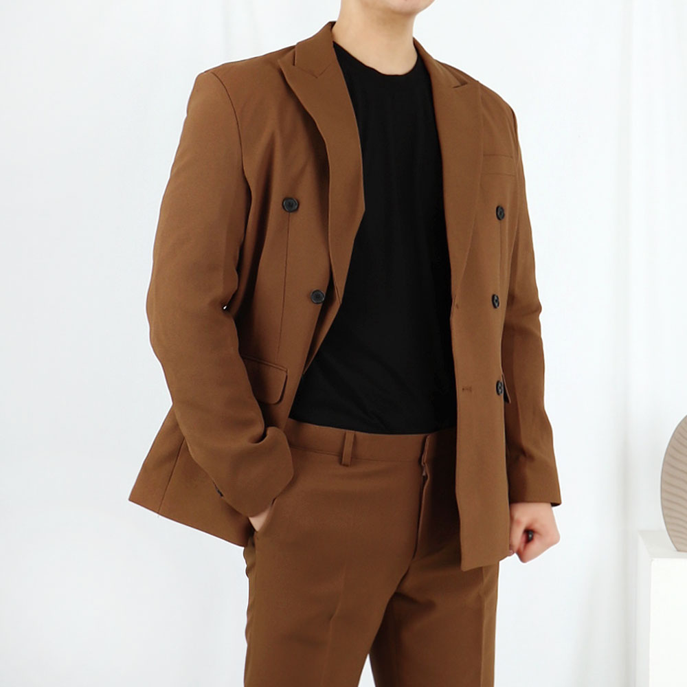 남자 브라운 더블 결혼식 하객 정장 수트