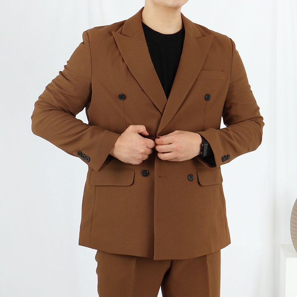 남자 브라운 더블 결혼식 하객 정장 수트