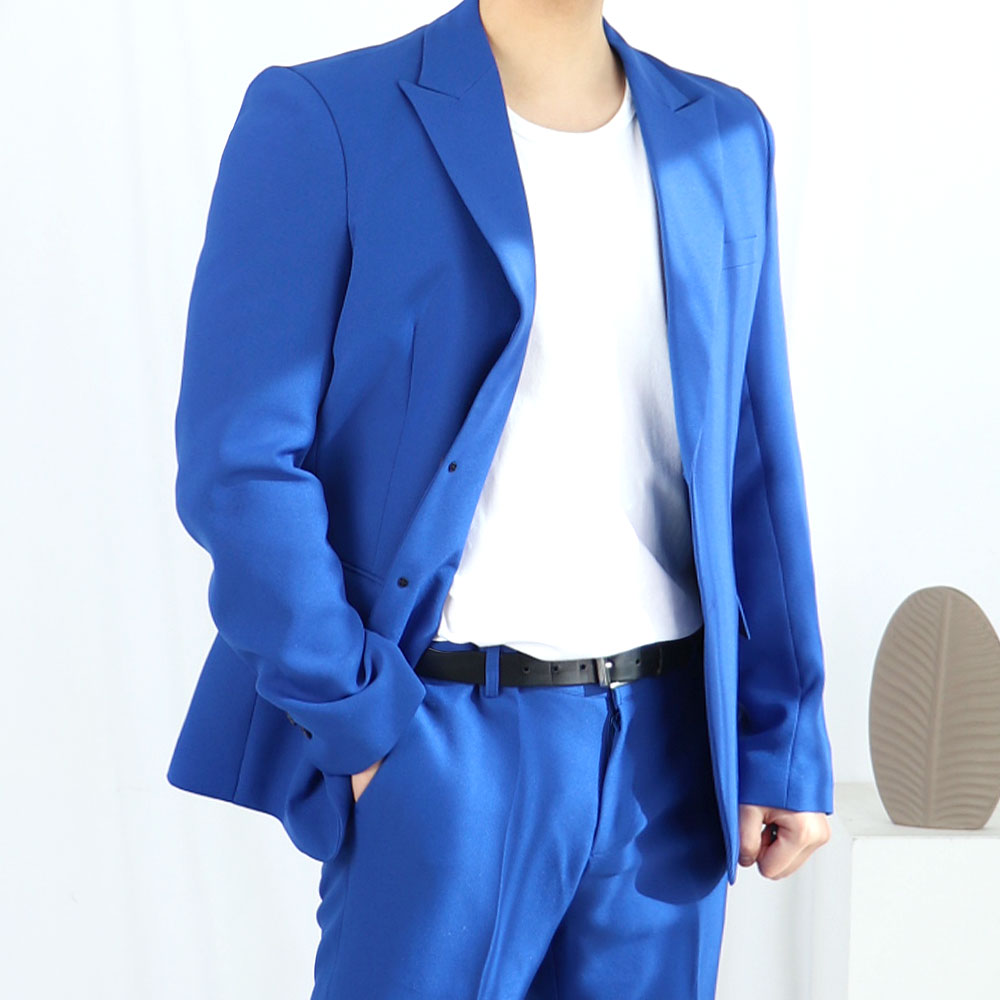 남자 연미복 코발트 블루 셋업 수트 정장