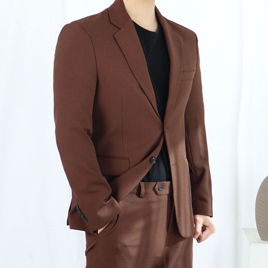 남자 하객룩 돌잔치 브라운 정장 갈색 셋업 수트
