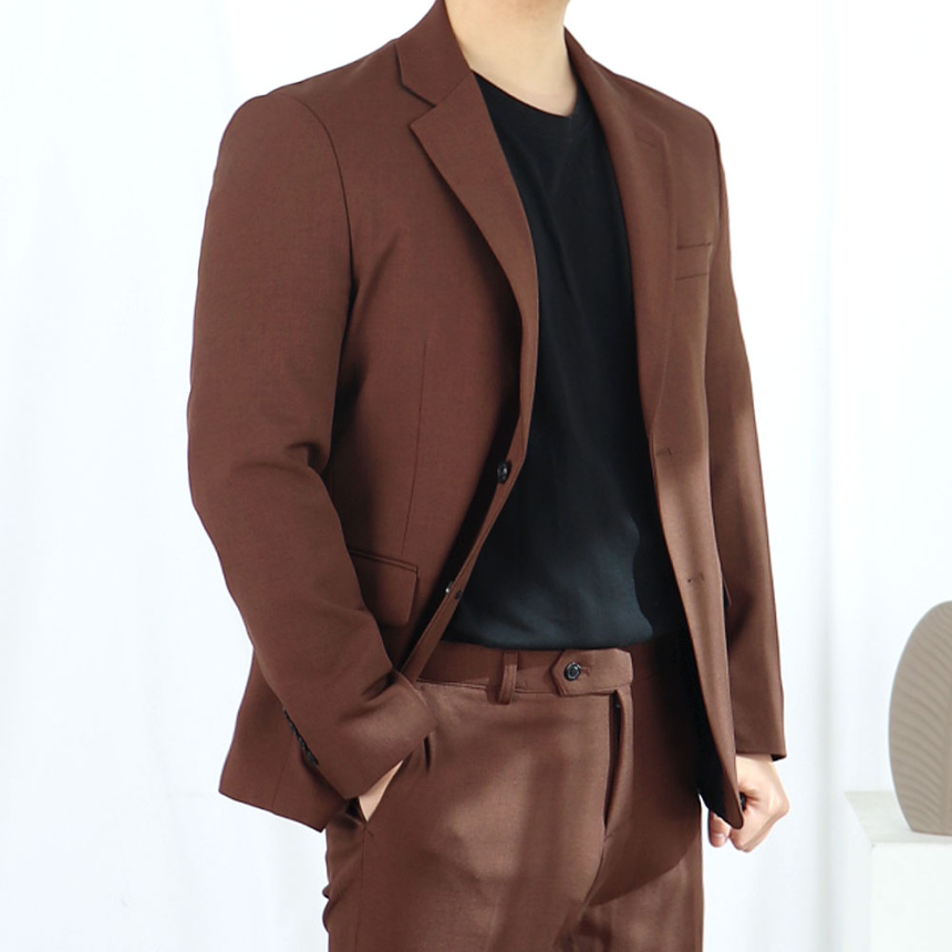 남자 하객룩 돌잔치 브라운 정장 갈색 셋업 수트