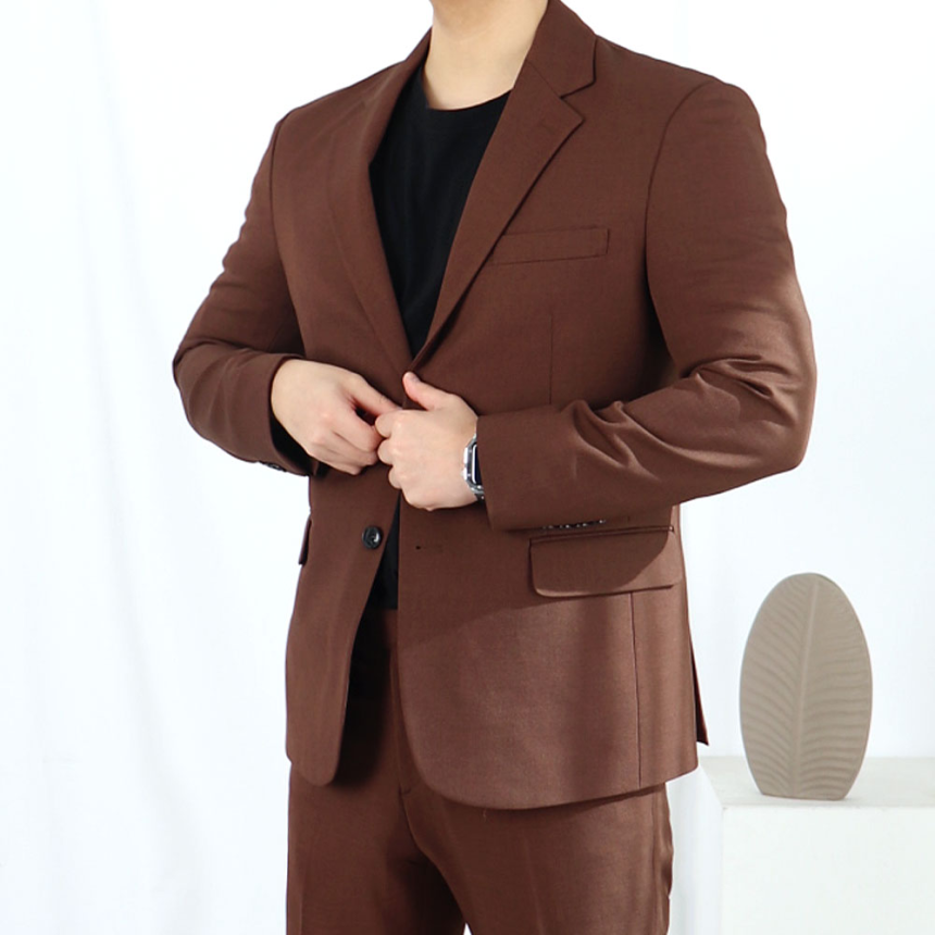 남자 하객룩 돌잔치 브라운 정장 갈색 셋업 수트