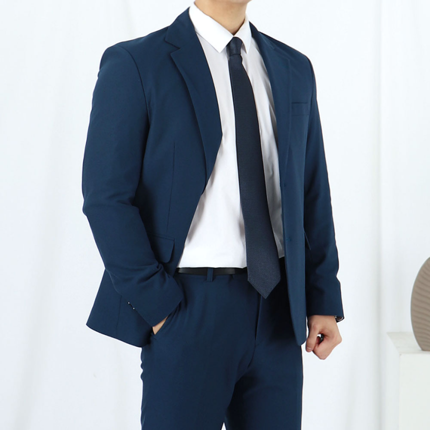 남자 연미복 블루 수트 셀프 웨딩 무대 정장