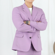 남자 봄 보라색 셋업 수트 예복 세미 정장