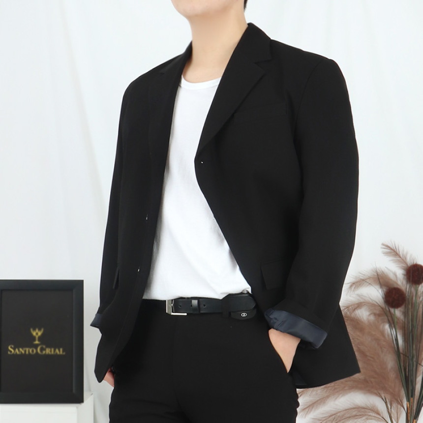 남자 블랙 3버튼 봄 세미 수트 셋업