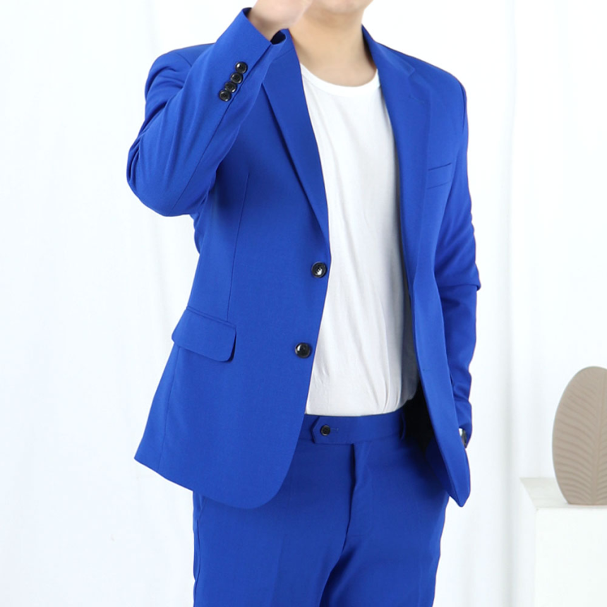 남자 코발트블루 세미 정장 셋업수트