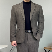 남자 겨울 양복 헤링본 셋업 울 수트