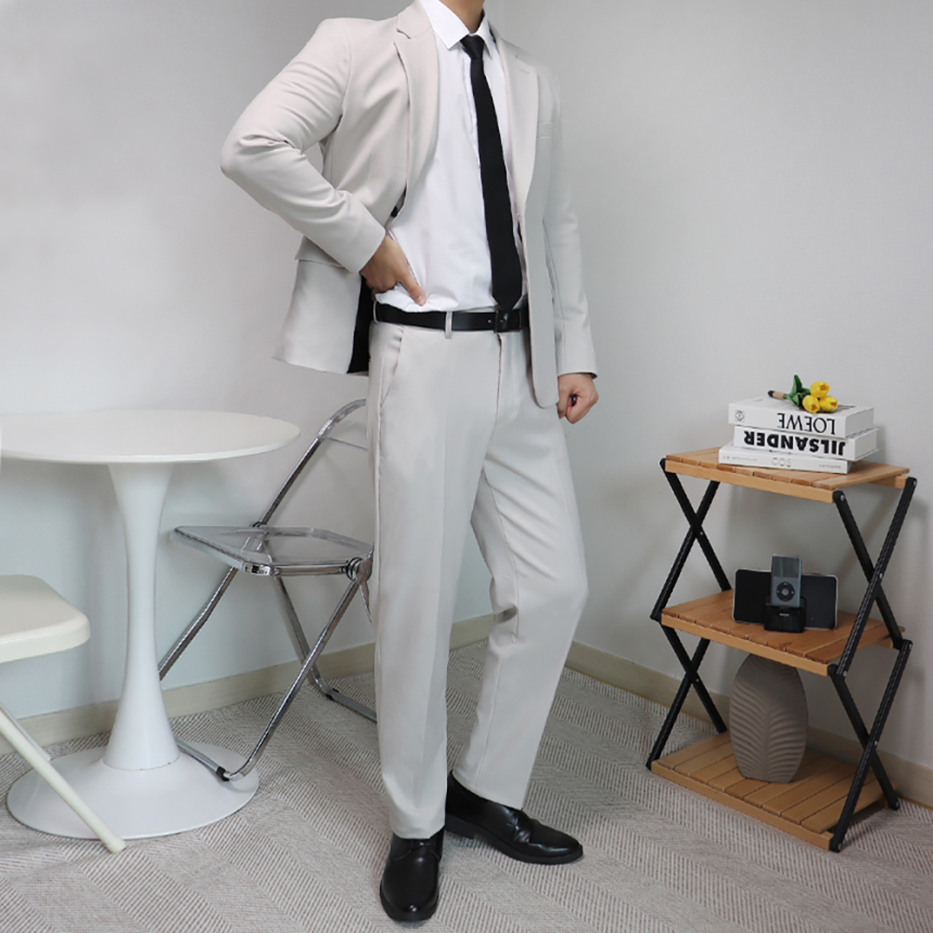 남자 아이보리 예복 정장 화이트 셋업 수트