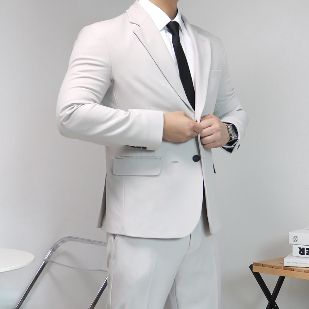 남자 아이보리 예복 정장 화이트 셋업 수트