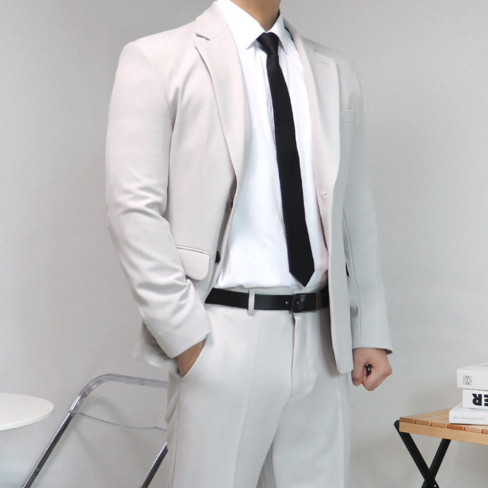남자 아이보리 예복 정장 화이트 셋업 수트