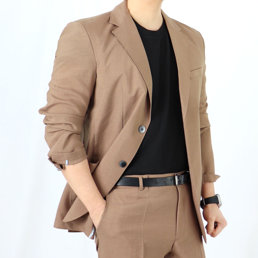 남자 브라운 쿨맥스 정장 시어서커 여름 셋업