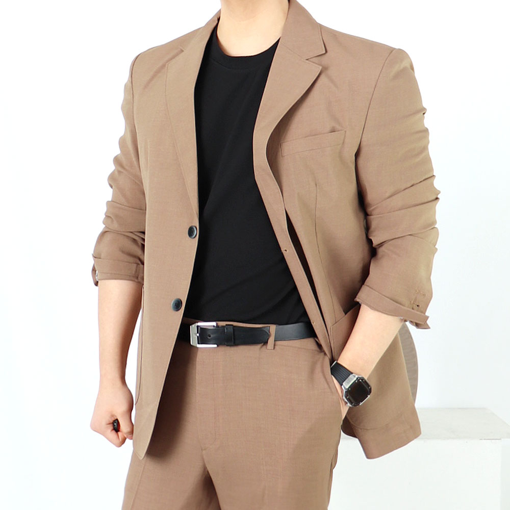 남자 브라운 쿨맥스 정장 시어서커 여름 셋업