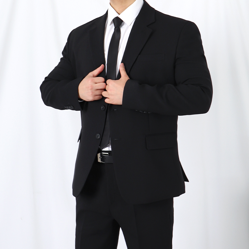 남자 면접 겨울 장례식 세미 블랙 정장
