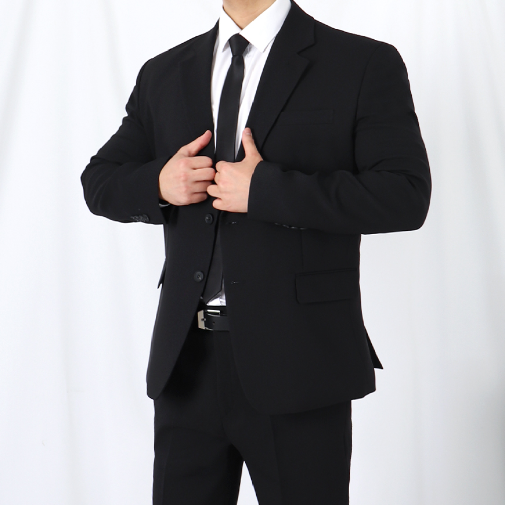 남자 면접 겨울 장례식 세미 블랙 정장