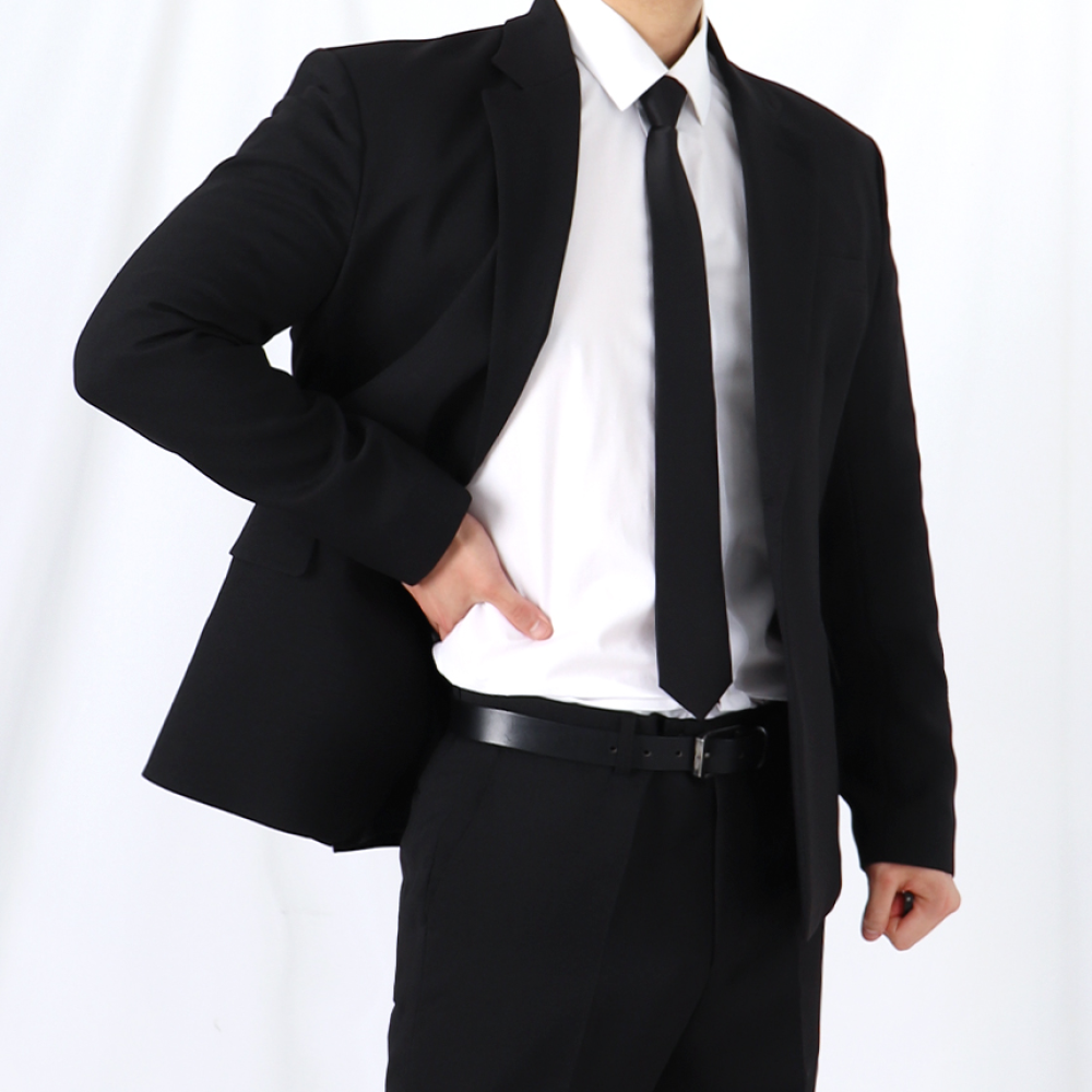 남자 면접 겨울 장례식 세미 블랙 정장