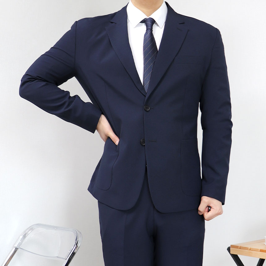 남자 다크네이비 베이지 워셔블 정장 셋업 수트