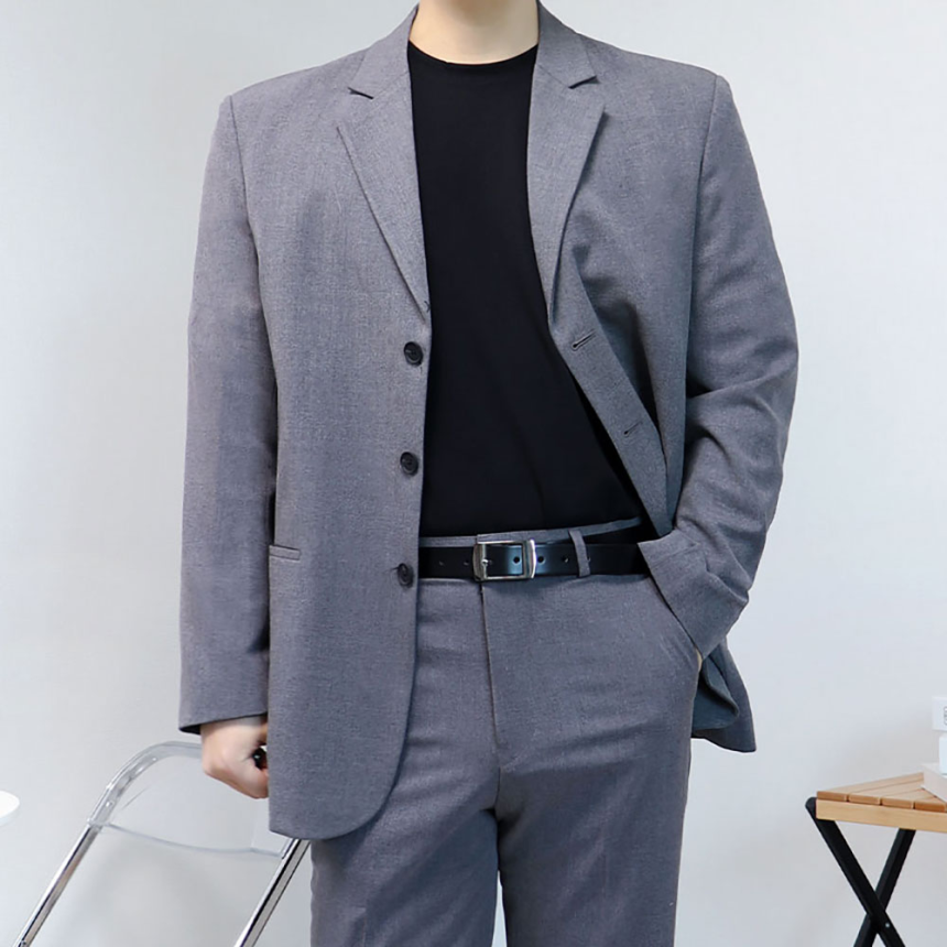 남자 차콜 다크그레이 정장 오버핏수트