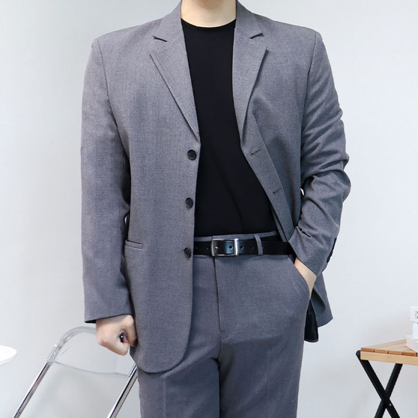 남자 차콜 다크그레이 정장 오버핏수트