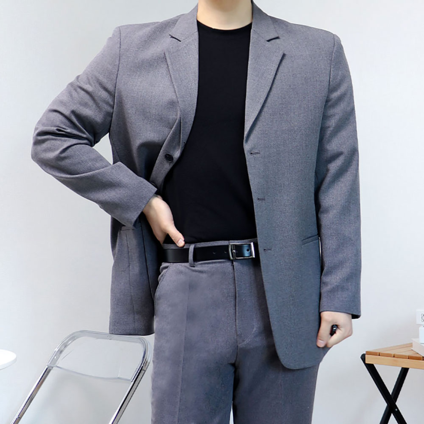 남자 차콜 다크그레이 정장 오버핏수트