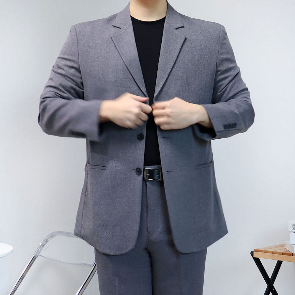 남자 차콜 다크그레이 정장 오버핏수트