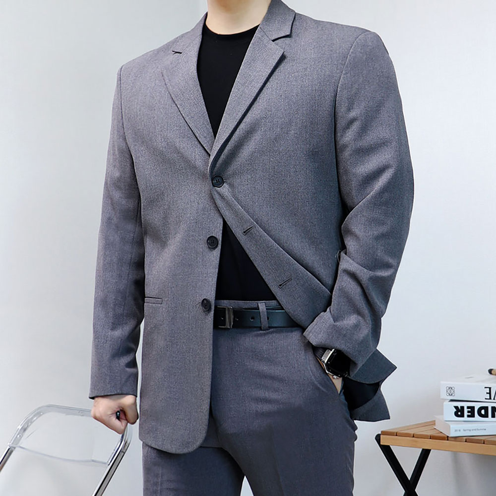 남자 차콜 다크그레이 정장 오버핏수트
